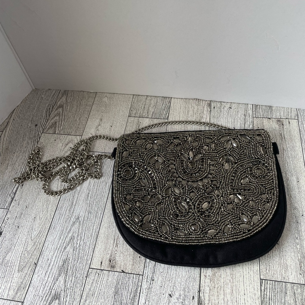 *RARE* BEAUTIFUL AVIVA STANOFF  BEADED COCKTAIL PURSE/BAG/HANDBAG W/METAL CHAIN